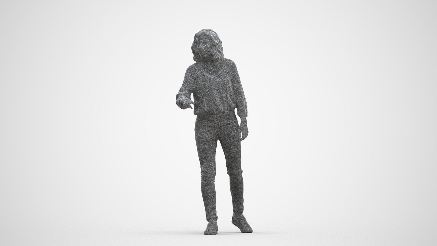 realistic 3D human woman casual mix, archviz people FBX OBJ for Blender, three-quarter front view render