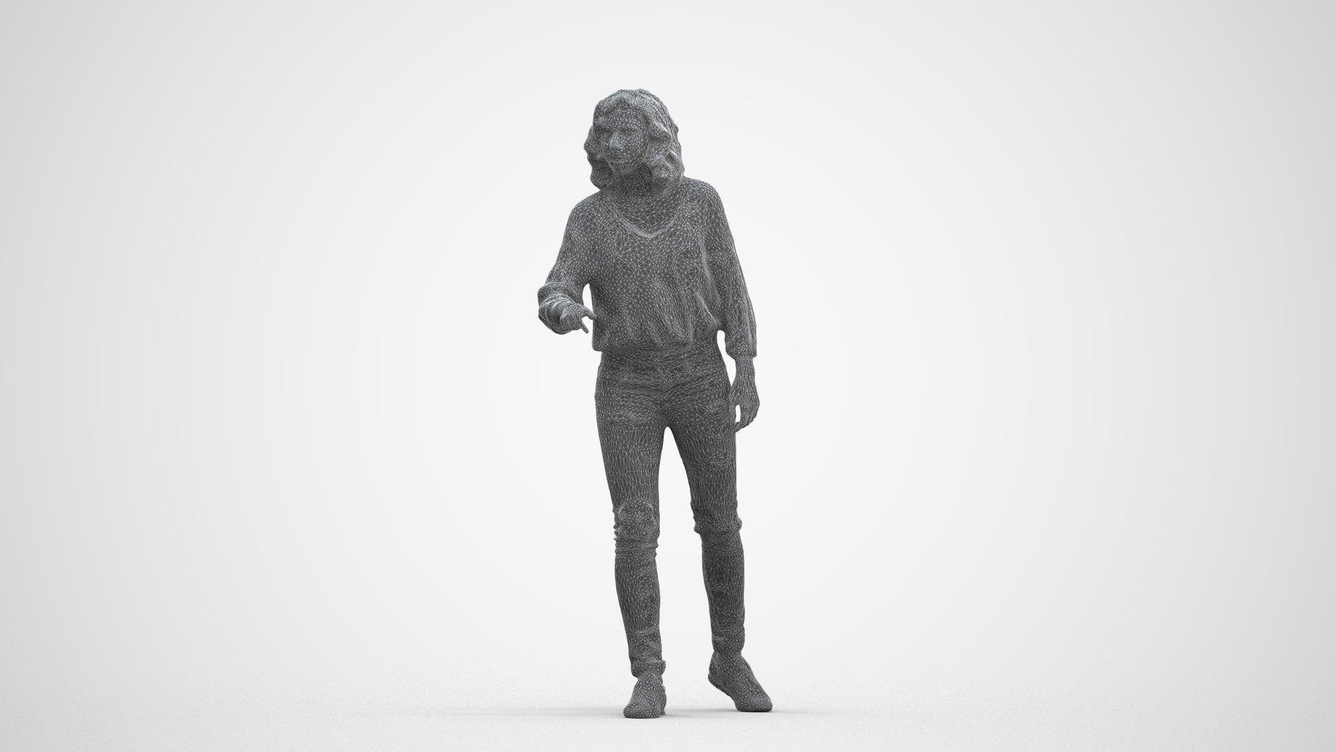 realistic 3D human woman casual mix, archviz people FBX OBJ for Blender, three-quarter front view render