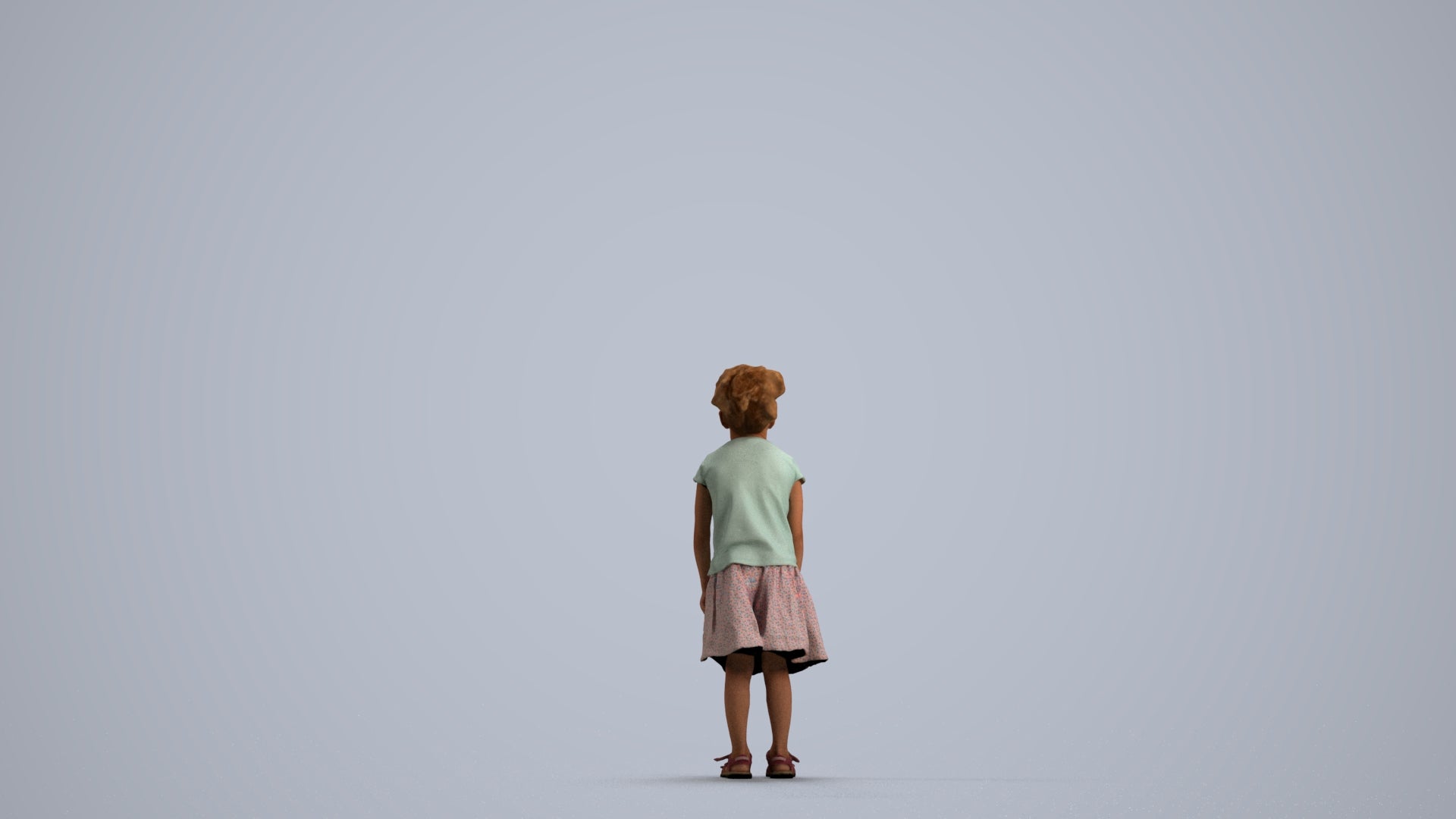 realistic 3D human girl casual kids, archviz people FBX OBJ for Blender, front view render