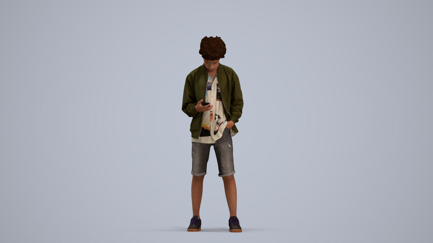 scanned 3D boy casual mix, photogrammetry people for Enscape and V-Ray, standing pose render