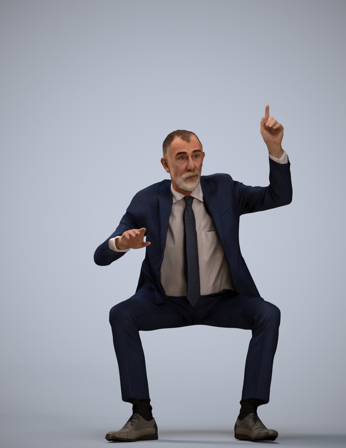 3D human model senior man business, photogrammetry scanned person for archviz