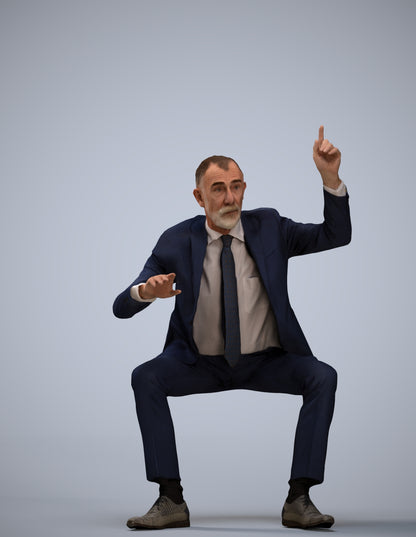 3D human model senior man business, photogrammetry scanned person for archviz