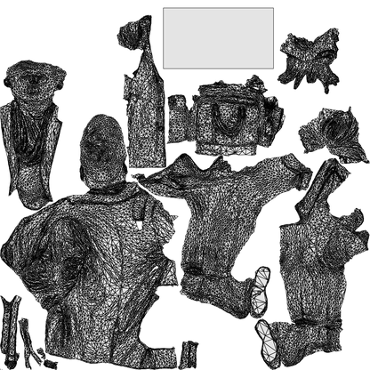 realistic 3D people man business standing, render-ready for V-Ray and Corona, FBX OBJ, wireframe top-down view