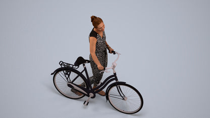 3D people model woman casual cycling, scanned human for 3ds Max rendering, back view render