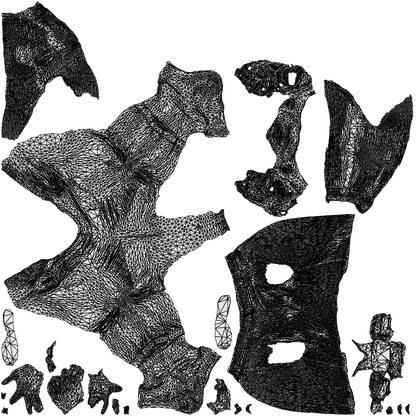 3D scanned man sitting casual, photorealistic archviz people for Enscape and SketchUp, wireframe top-down view
