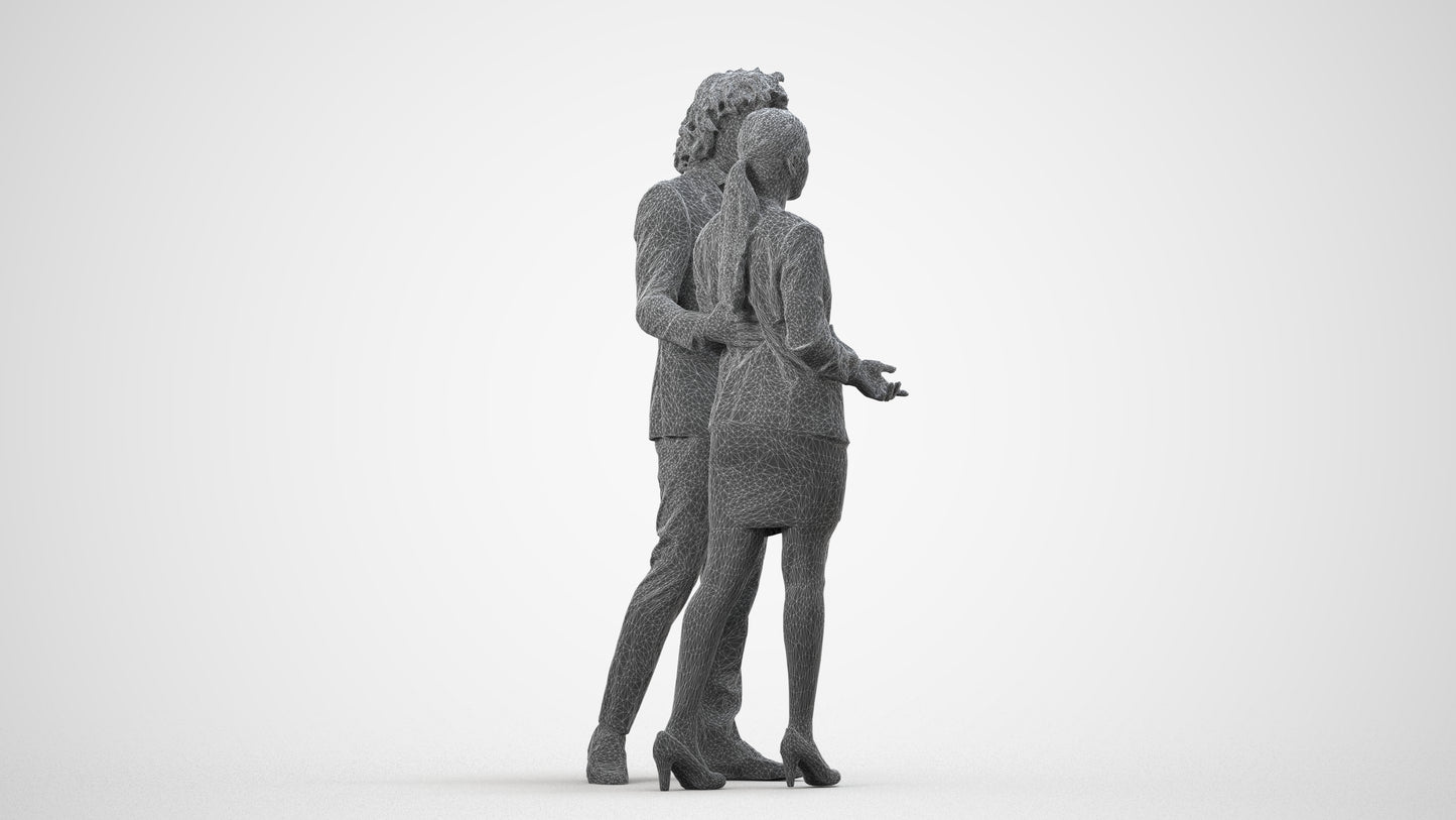 3D human model woman business, photogrammetry scanned person for archviz, wireframe side view