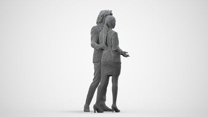 3D human model woman business, photogrammetry scanned person for archviz, wireframe side view