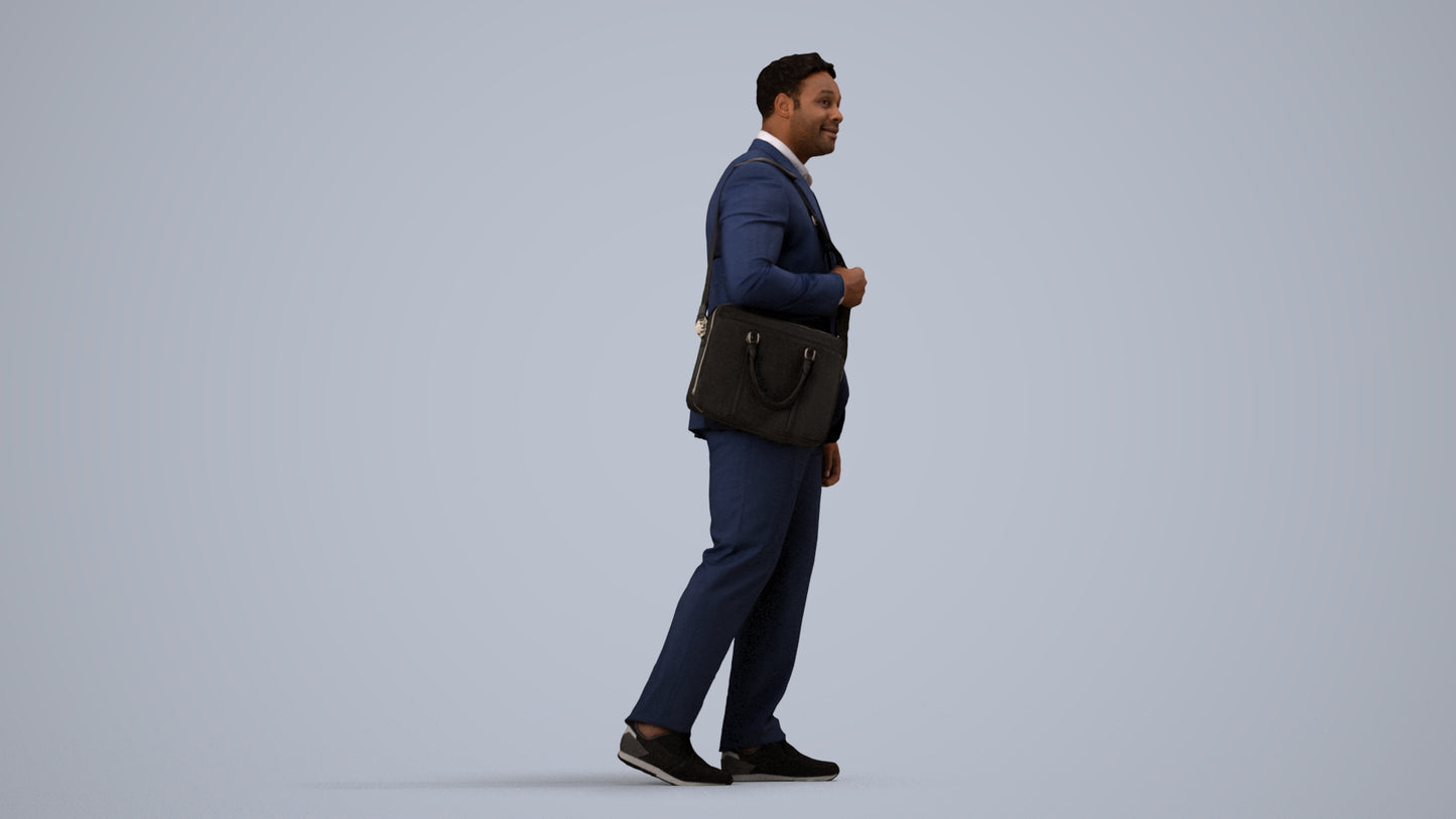 realistic 3D people man business, render-ready for V-Ray and Corona, FBX OBJ, side view render