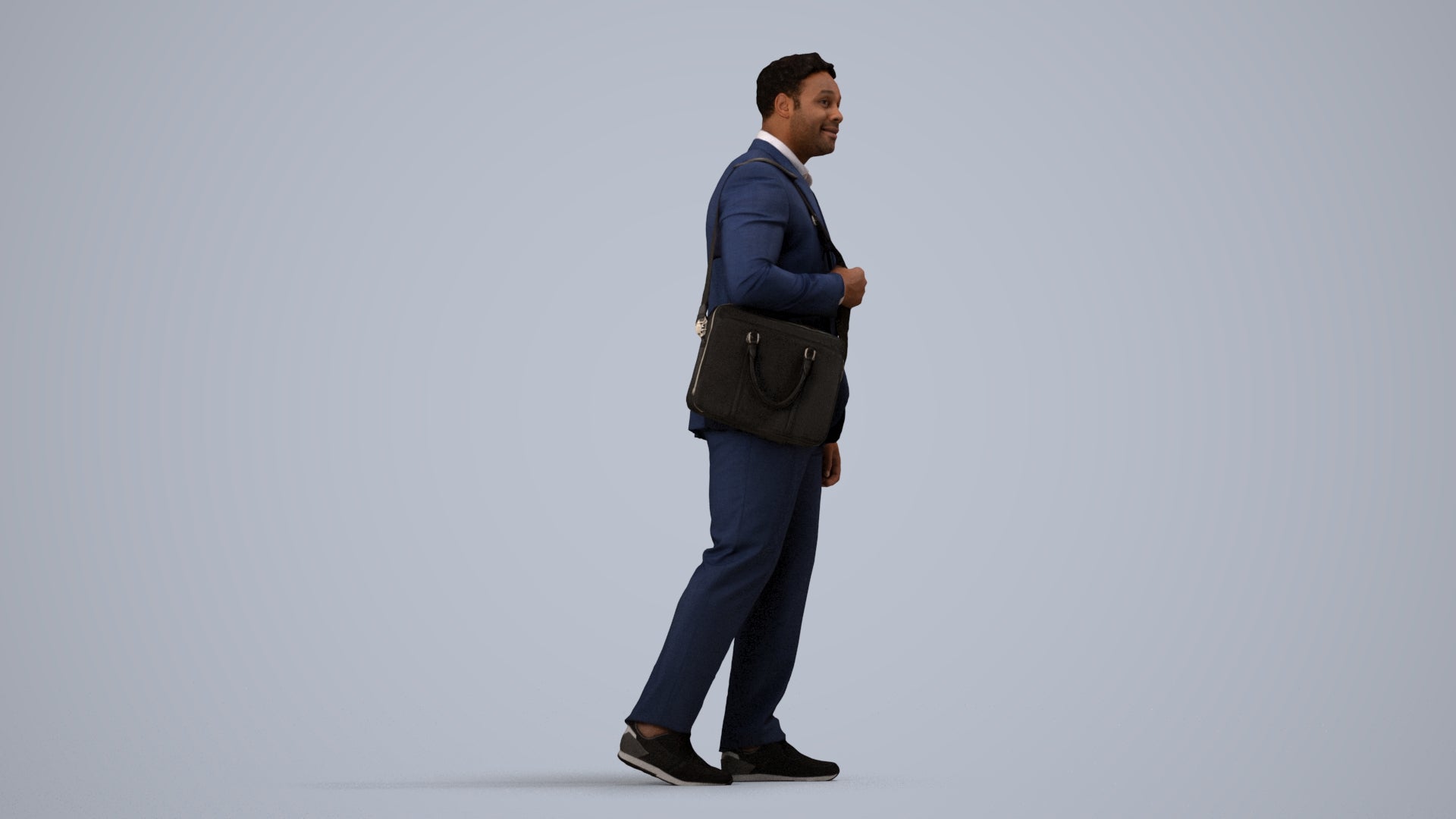 realistic 3D people man business, render-ready for V-Ray and Corona, FBX OBJ, side view render