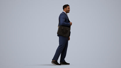 realistic 3D people man business, render-ready for V-Ray and Corona, FBX OBJ, side view render