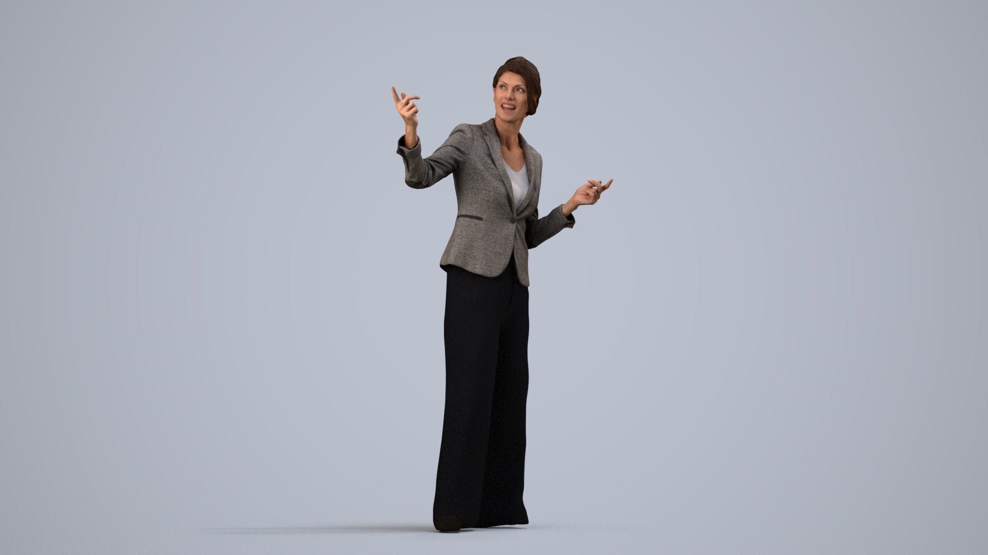 scanned 3D woman business, photogrammetry people for Enscape and V-Ray, side view render