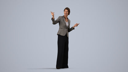 scanned 3D woman business, photogrammetry people for Enscape and V-Ray, side view render