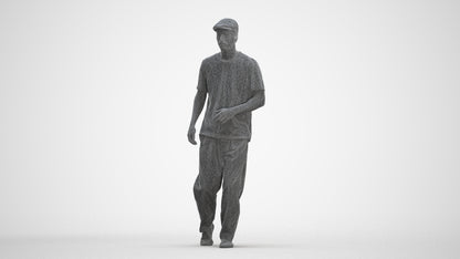 realistic 3D people man casual walking, render-ready for V-Ray and Corona, FBX OBJ, three-quarter front view render