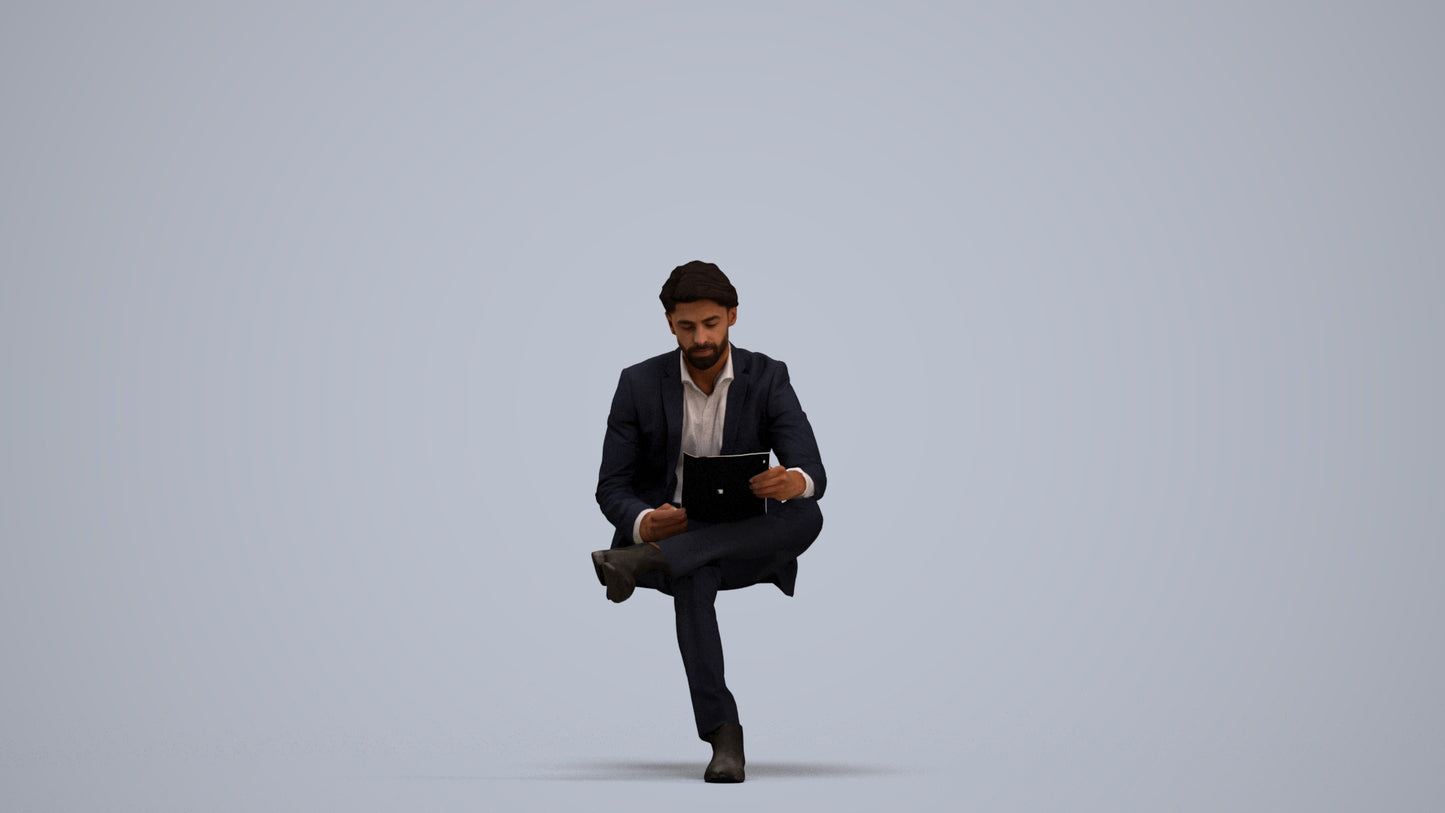 3D people model man business, scanned human for 3ds Max rendering, standing pose render