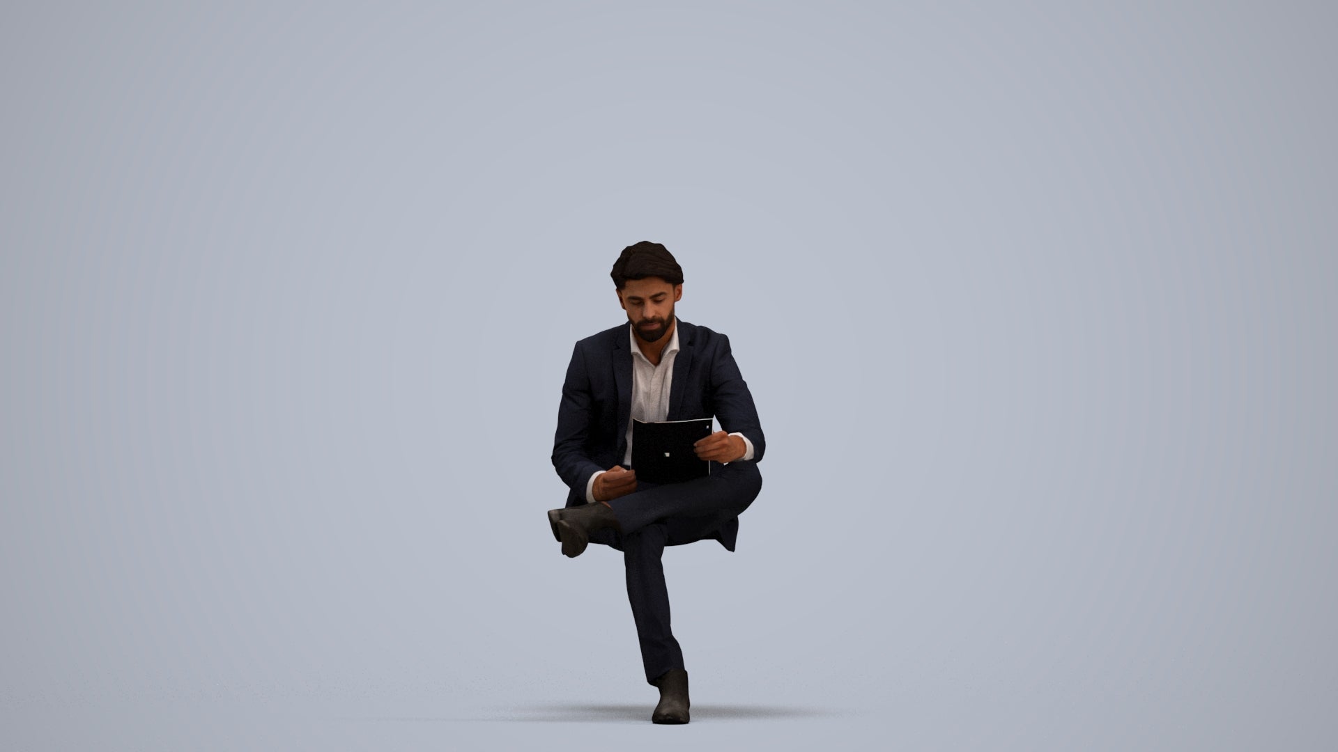 3D people model man business, scanned human for 3ds Max rendering, standing pose render
