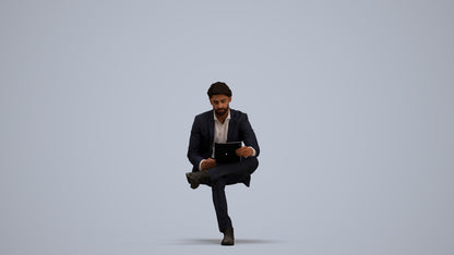3D people model man business, scanned human for 3ds Max rendering, standing pose render