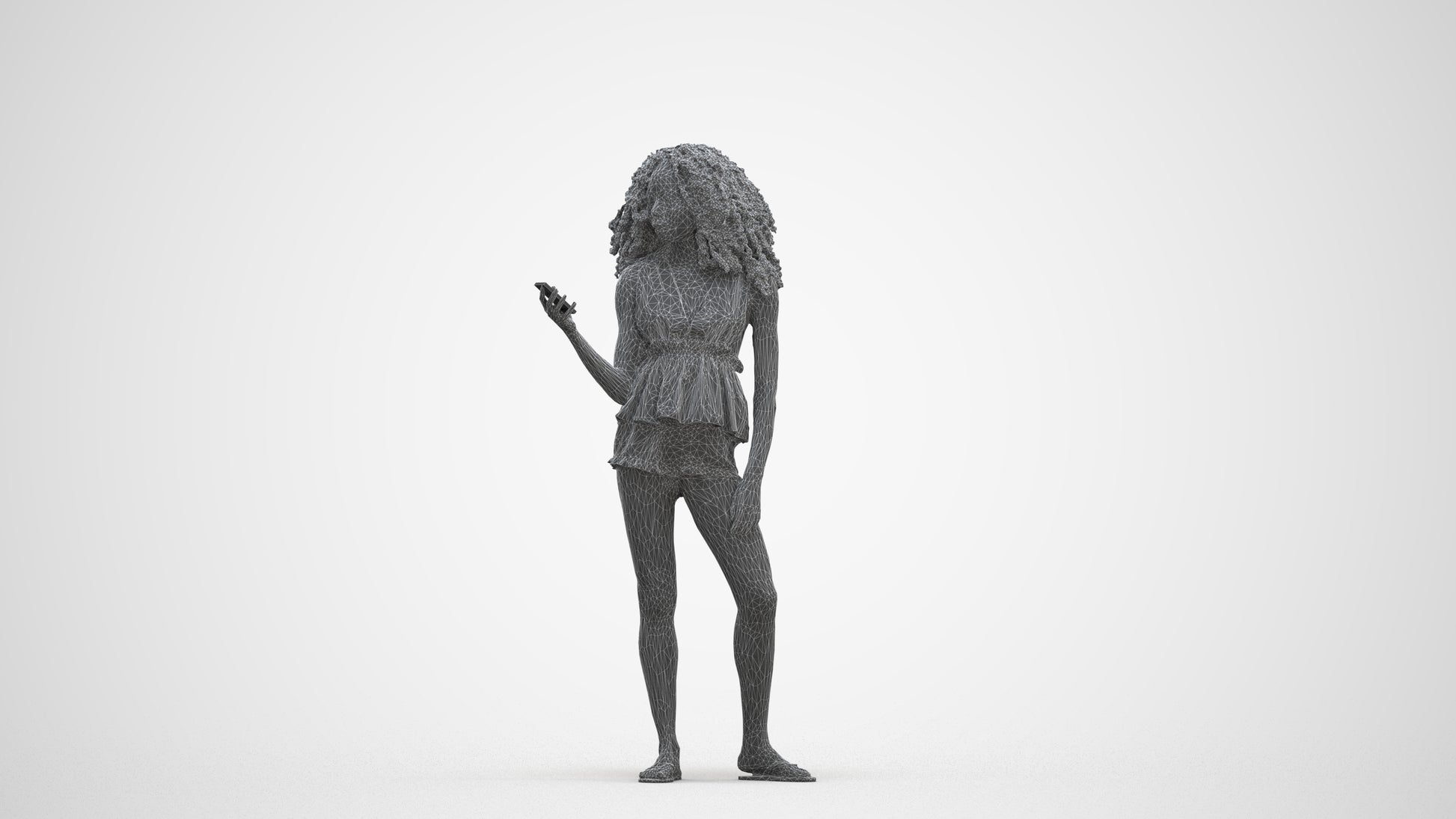 scanned 3D woman casual standing, photogrammetry people for Enscape and V-Ray, three-quarter front view render