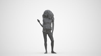 scanned 3D woman casual standing, photogrammetry people for Enscape and V-Ray, three-quarter front view render