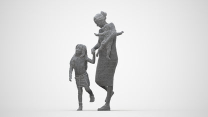 realistic 3D people girl casual kids, render-ready for V-Ray and Corona, FBX OBJ, wireframe back view