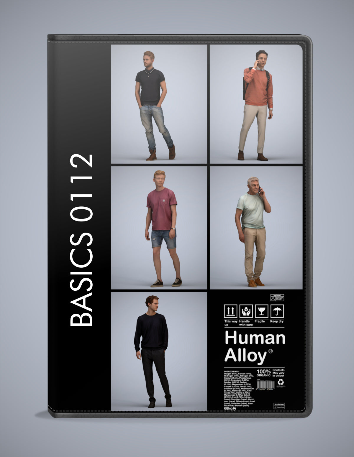 scanned 3D people walking collection, 5 photogrammetry models for Enscape and V-Ray
