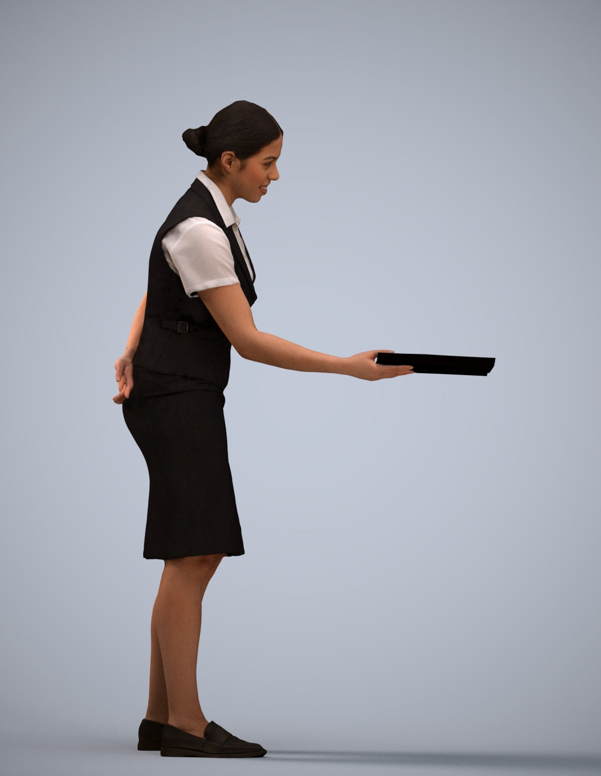 photogrammetry 3D woman hospitality, realistic human model archviz FBX