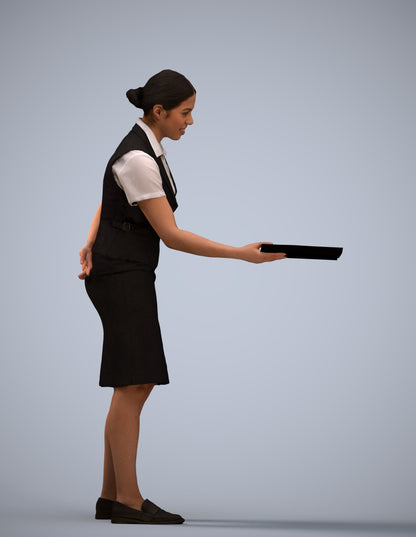 photogrammetry 3D woman hospitality, realistic human model archviz FBX