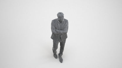 photogrammetry 3D man business, realistic human model archviz FBX, wireframe three-quarter view