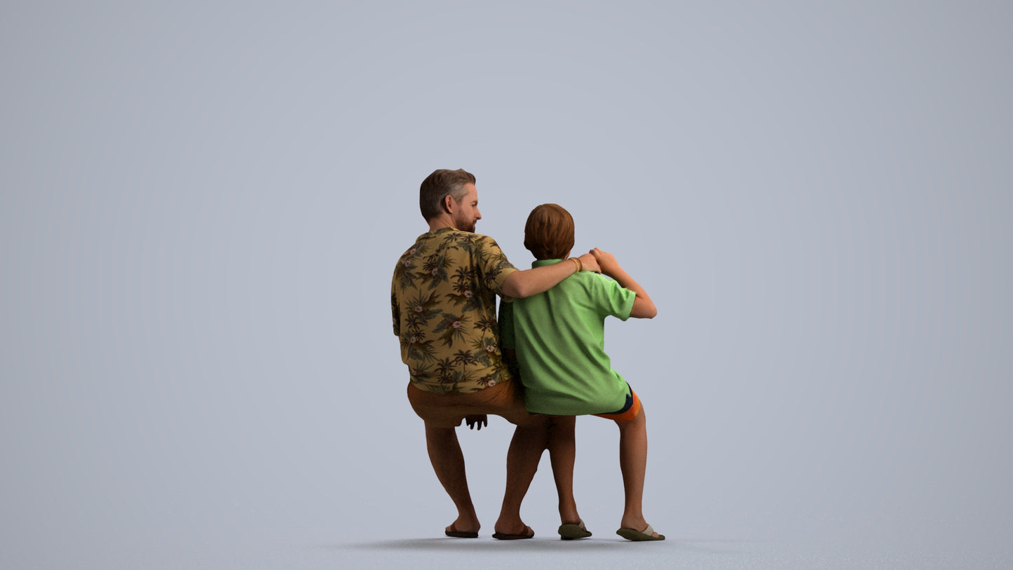 photogrammetry 3D boy kids, realistic human model archviz FBX, front view render