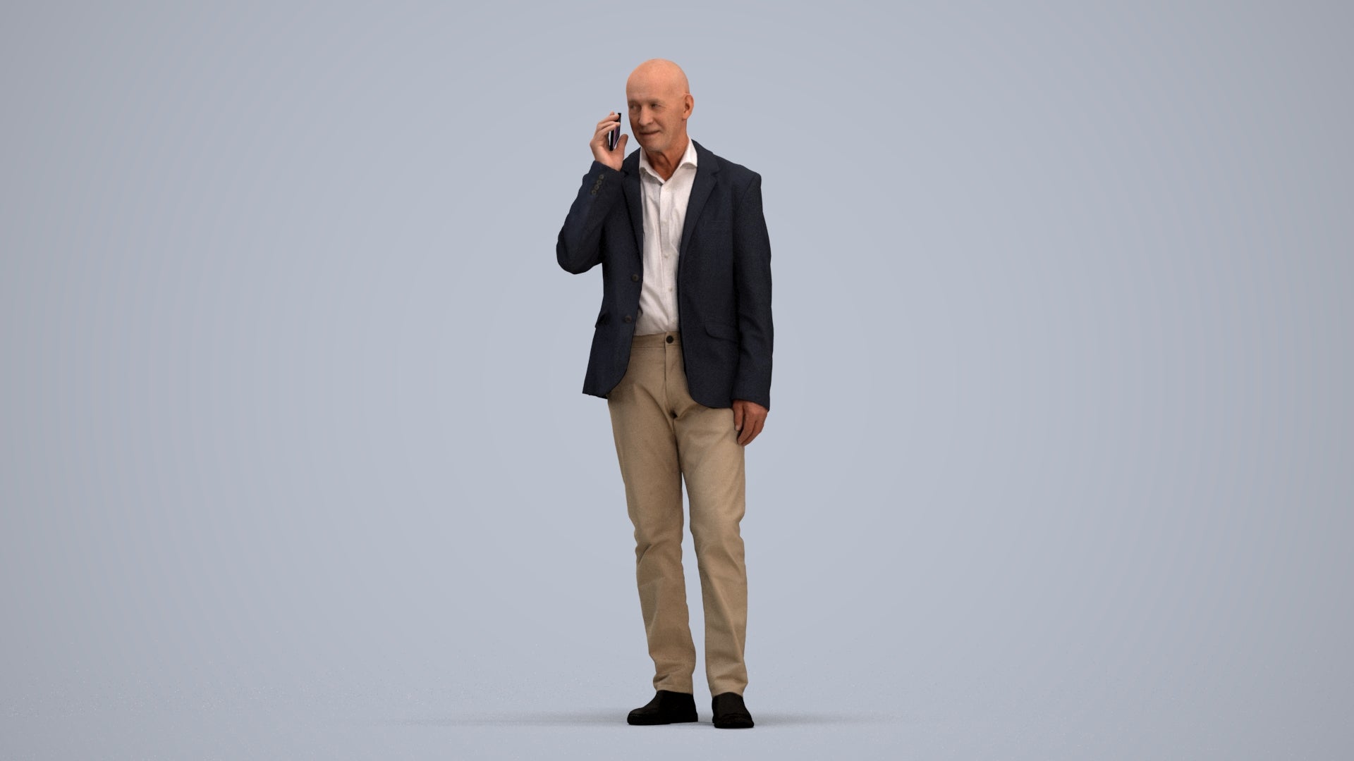 scanned 3D senior man business, photogrammetry people for Enscape and V-Ray, standing pose render