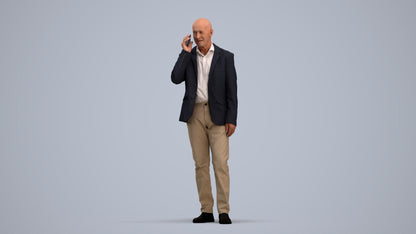 scanned 3D senior man business, photogrammetry people for Enscape and V-Ray, standing pose render