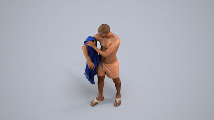 3D people model man pool, scanned human for 3ds Max rendering, back view render