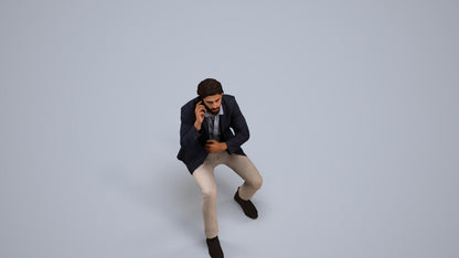 realistic 3D human man business, archviz people FBX OBJ for Blender, back view render