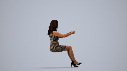 3D scanned woman driving casual, photorealistic archviz people for Enscape and SketchUp, side view render