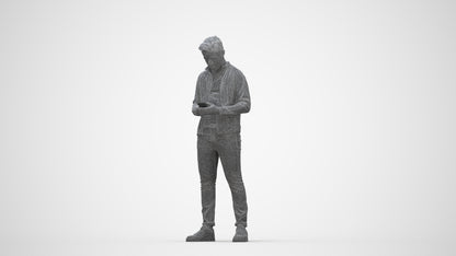 scanned 3D boy casual kids, photogrammetry people for Enscape and V-Ray, wireframe back view