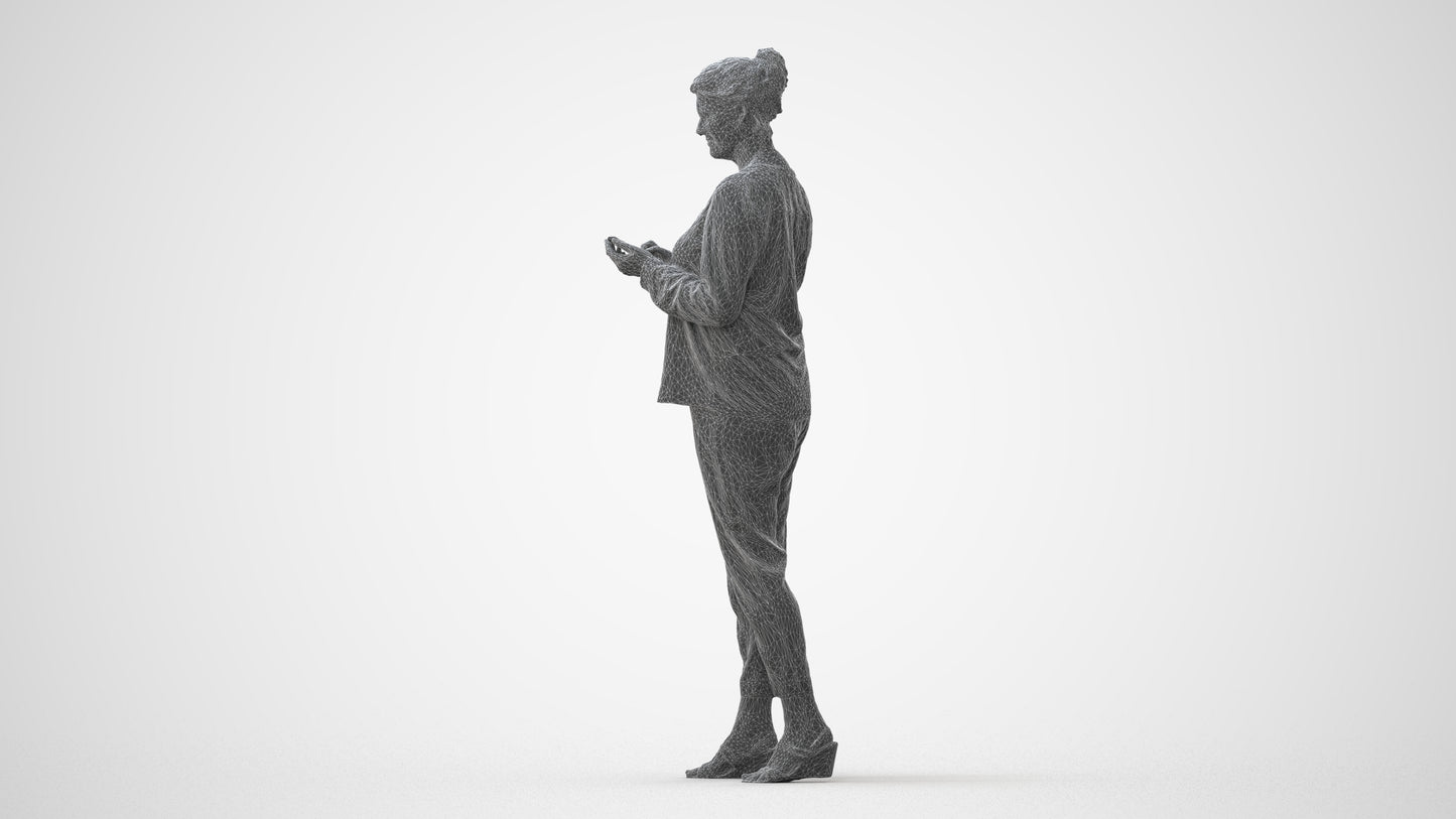 scanned 3D woman casual standing, photogrammetry people for Enscape and V-Ray, square thumbnail