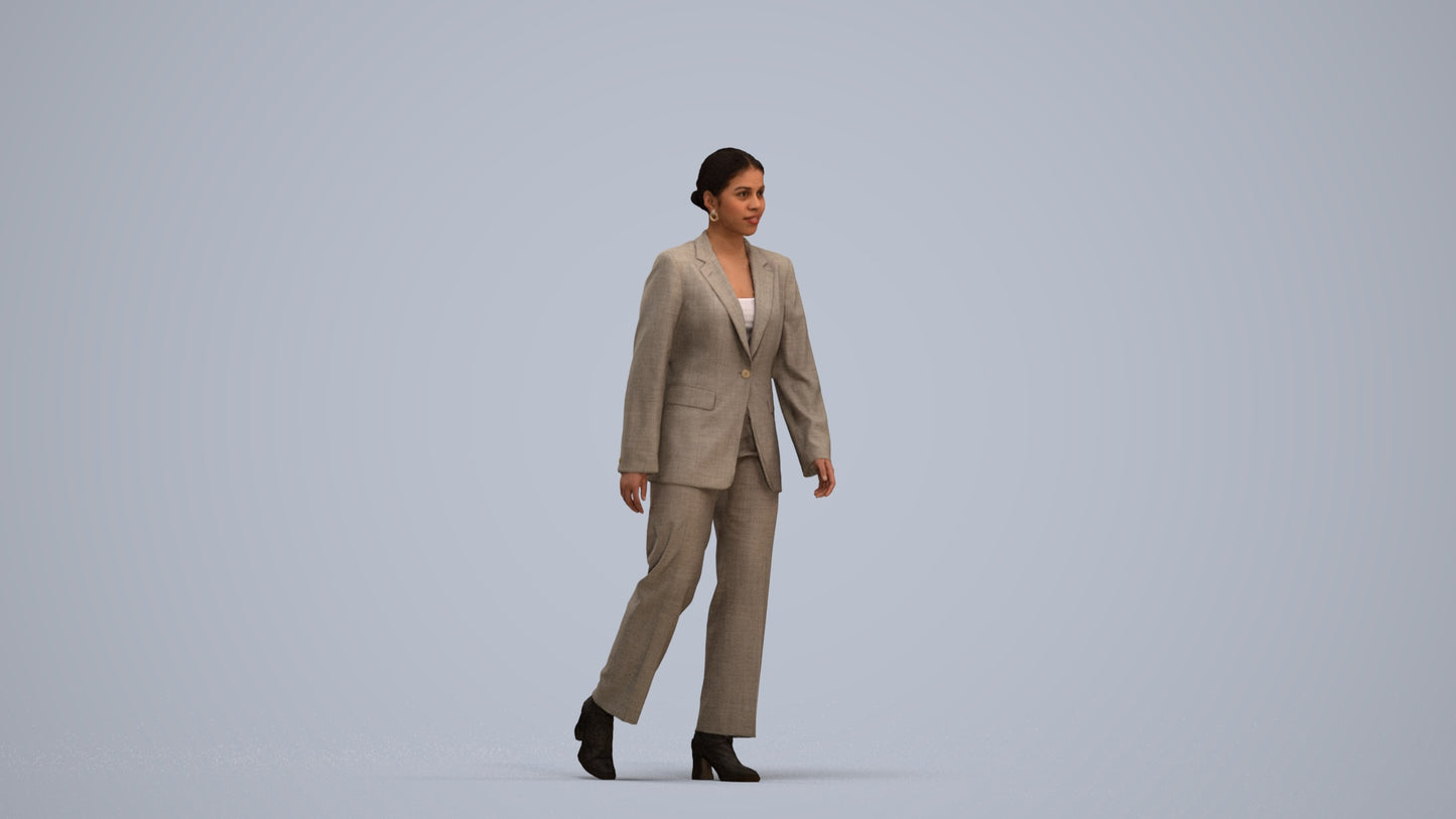 3D scanned woman standing business, photorealistic archviz people for Enscape and SketchUp, standing pose render