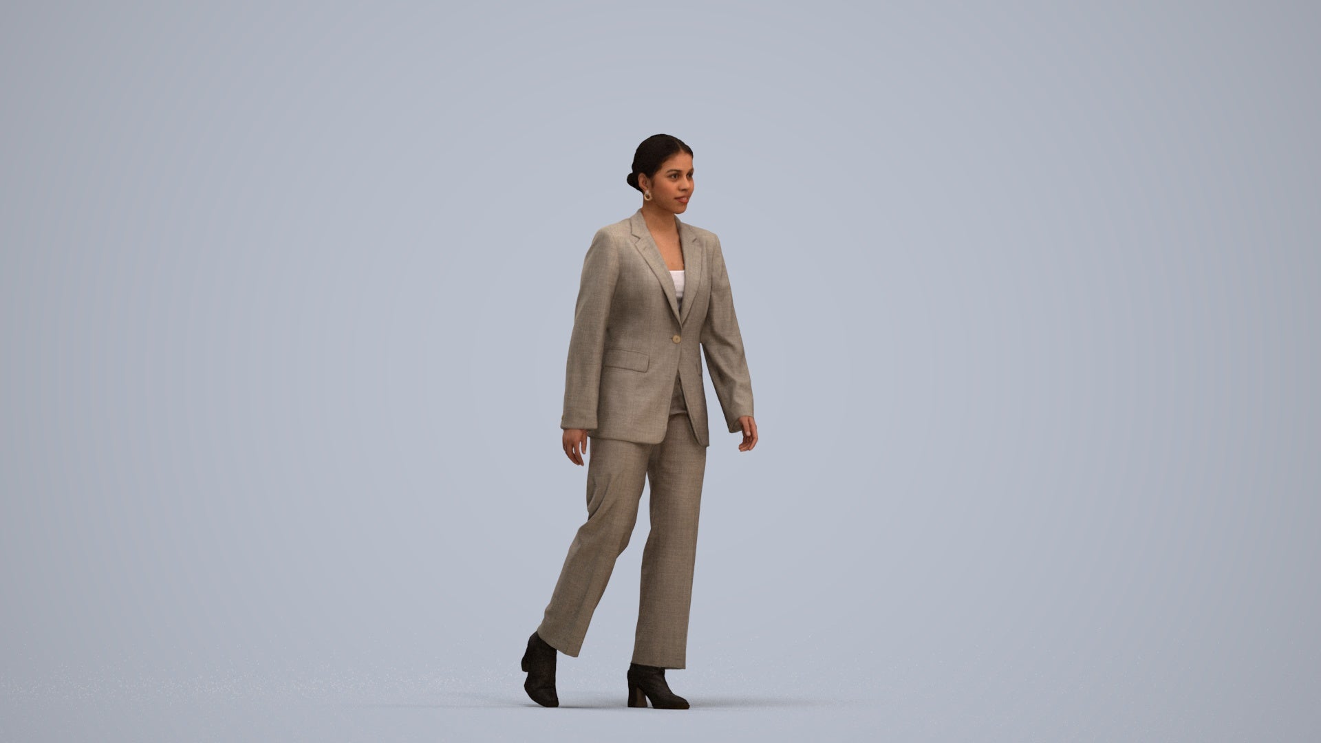 3D scanned woman standing business, photorealistic archviz people for Enscape and SketchUp, standing pose render
