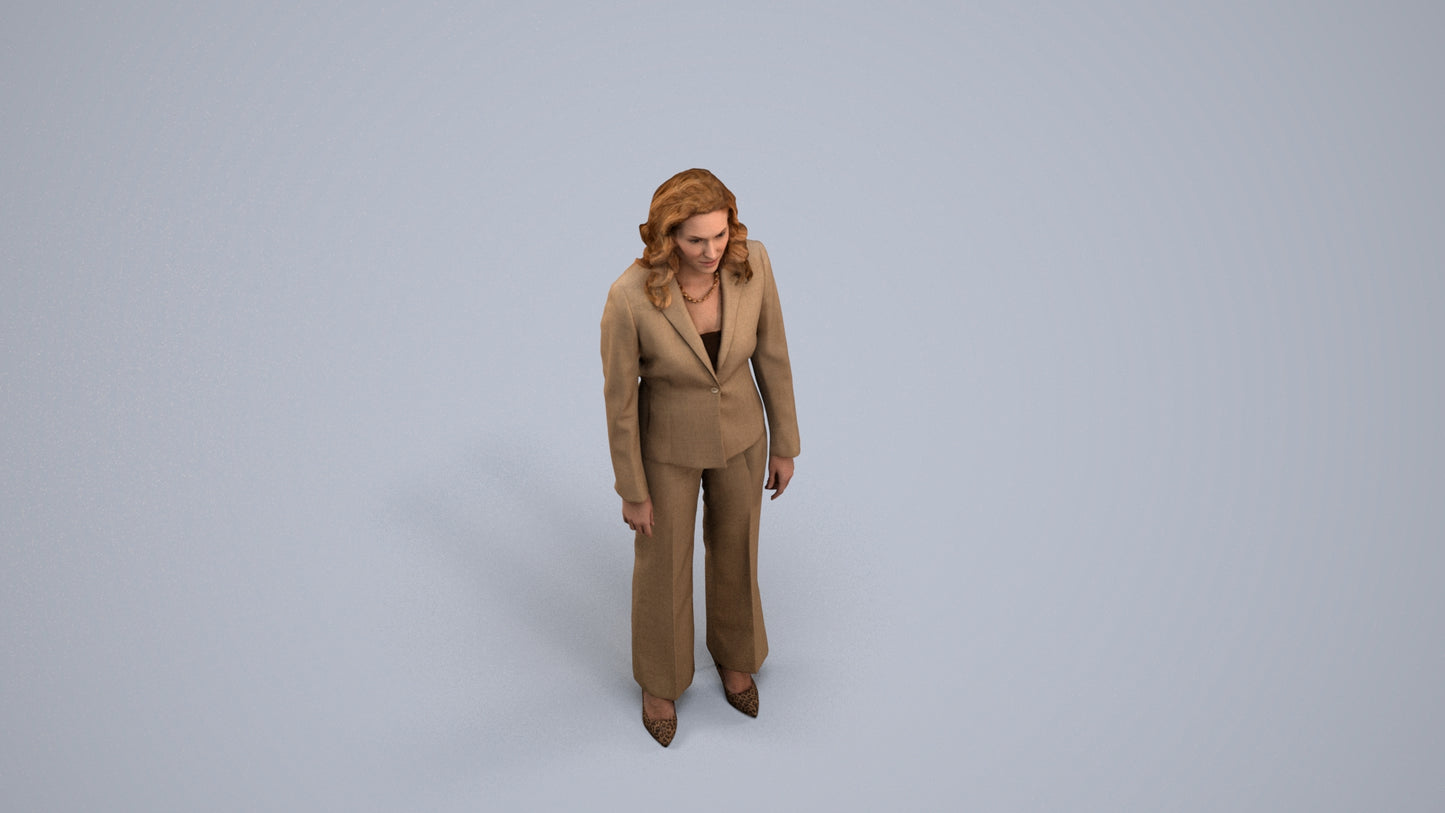 photogrammetry 3D woman business standing, realistic human model archviz FBX, back view render