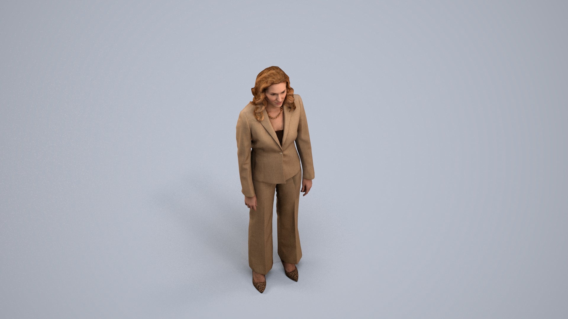 photogrammetry 3D woman business standing, realistic human model archviz FBX, back view render