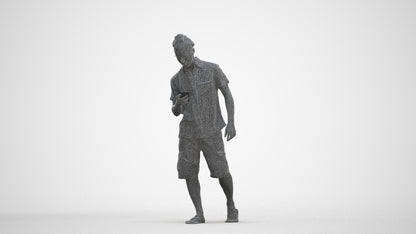 3D scanned man walking casual, photorealistic archviz people for Enscape and SketchUp, three-quarter front view render