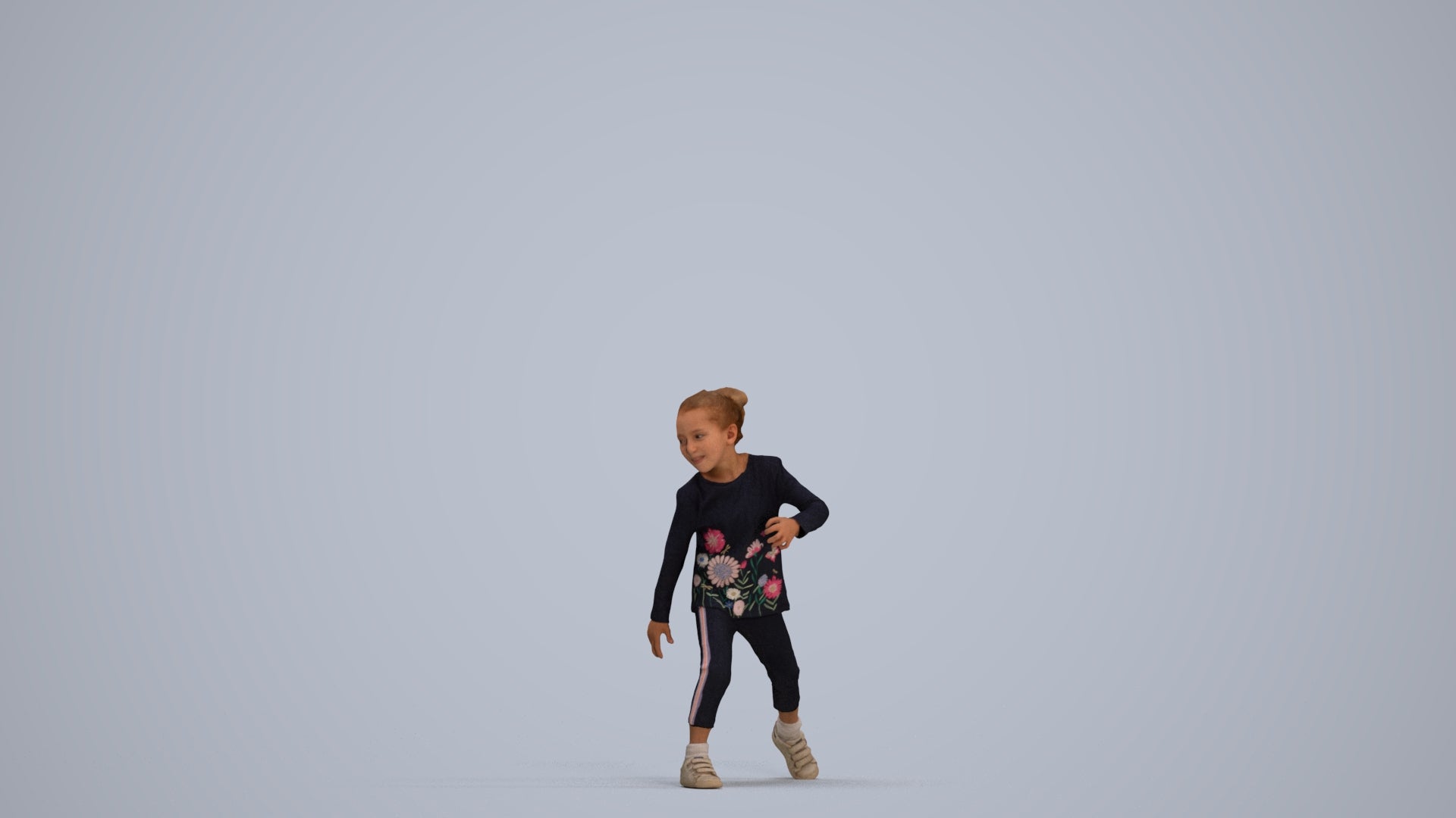 3D people model girl casual kids, scanned human for 3ds Max rendering, standing pose render
