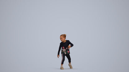 3D people model girl casual kids, scanned human for 3ds Max rendering, standing pose render