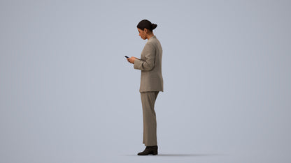 scanned 3D woman business, photogrammetry people for Enscape and V-Ray, three-quarter view render