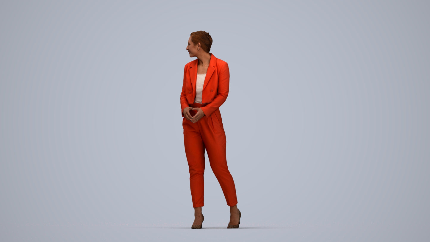3D people model woman business, scanned human for 3ds Max rendering, top-down view render