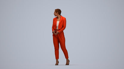 3D people model woman business, scanned human for 3ds Max rendering, top-down view render