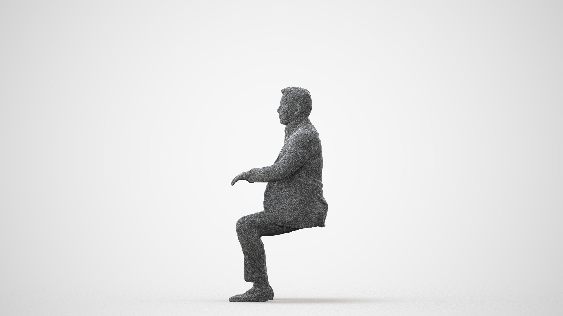 3D human model man business, photogrammetry scanned person for archviz, square thumbnail