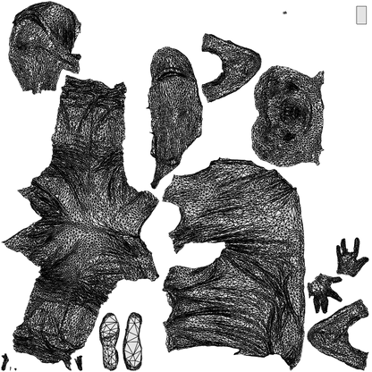 scanned 3D man casual walking, photogrammetry people for Enscape and V-Ray, wireframe top-down view