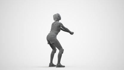 scanned 3D woman sport, photogrammetry people for Enscape and V-Ray, wireframe side view