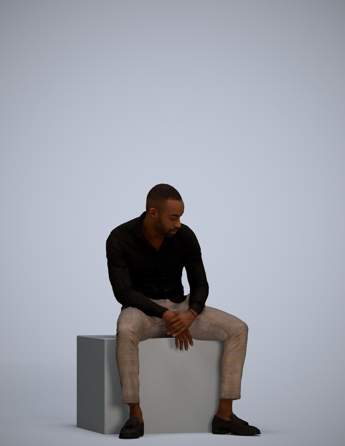 realistic 3D people man business sitting, render-ready for V-Ray and Corona, FBX OBJ