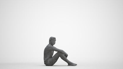 3D human model man casual pool, photogrammetry scanned person for archviz, three-quarter front view render
